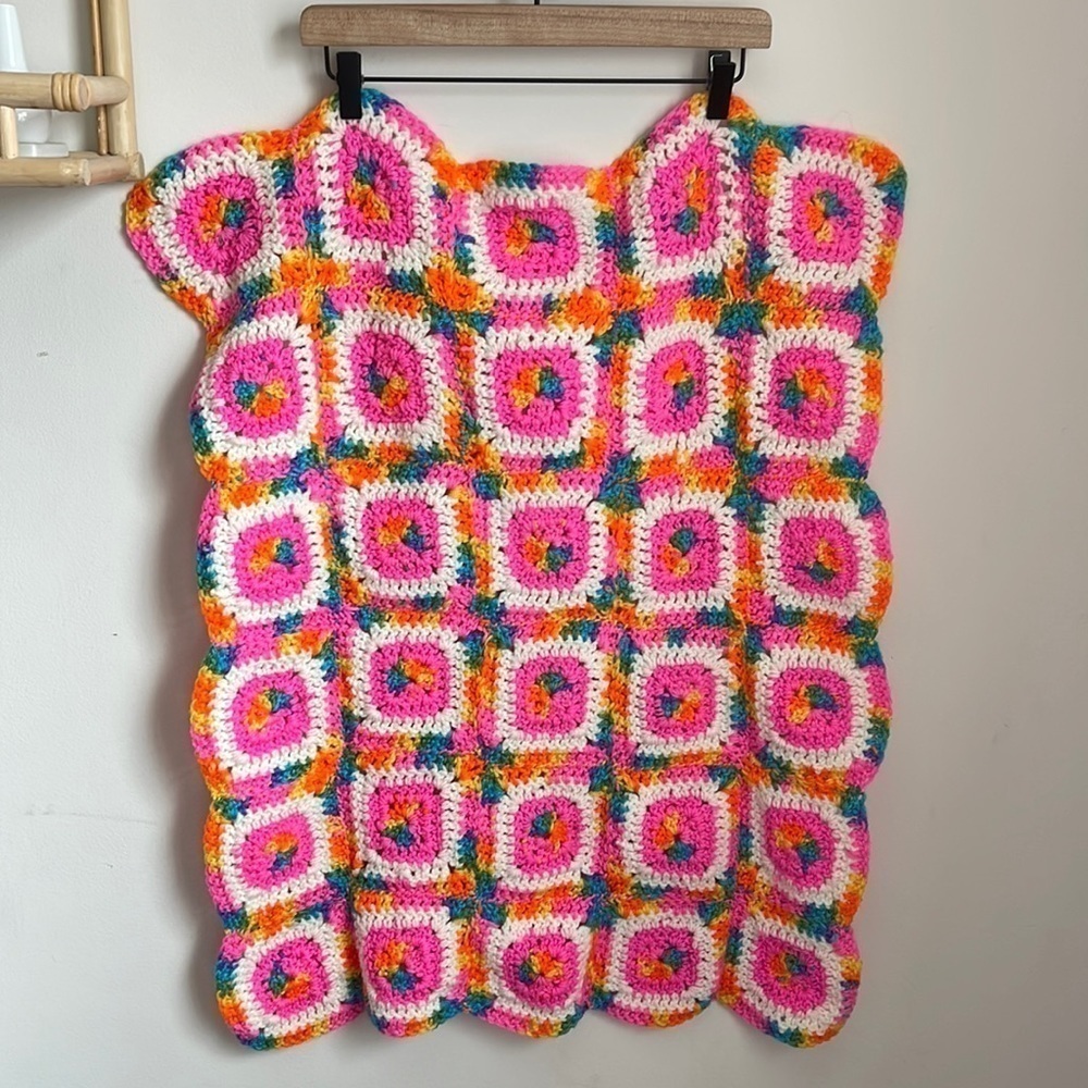Granny Square Crochet Baby Blanket / Small Blanket